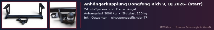 Anhängerkupplung für Dongfeng Rich 9
