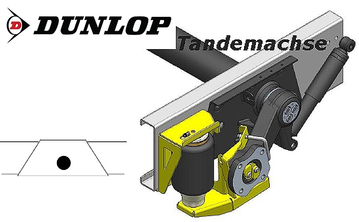 ALKO (AL-KO)- Chassis- 1994-2002-Standard Radaufnahme- Tandemachse, spez. für auflaufendes Chassis, Zweikreis Zusatz-Luftfederanlage, syst. LF3, inkl. Montage