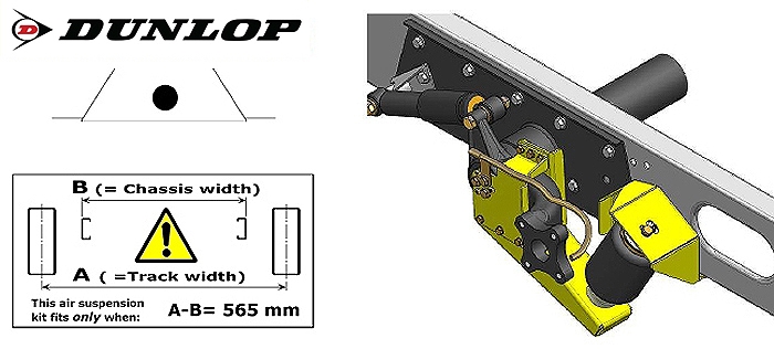 Luftfederung für ALKO (AL-KO)- Chassis- 2007-2011 Standard Radaufnahme- Einzelachse, spez. für auflaufendes Chassis, Zweikreis Zusatz-Luftfederanlage, syst. LF3, inkl. Montage