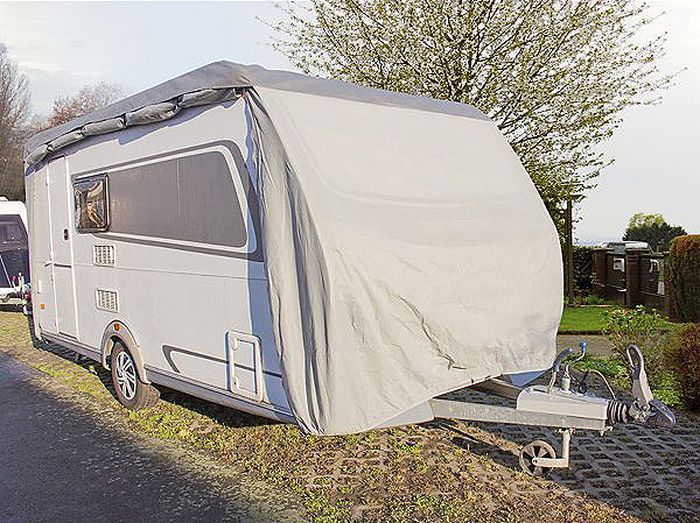 Wohnwagen Schutzhülle für Wohnwagen v. Länge 6,40-6,70m x B 2,50m x H 2,20-2,80m Basic Ausführung